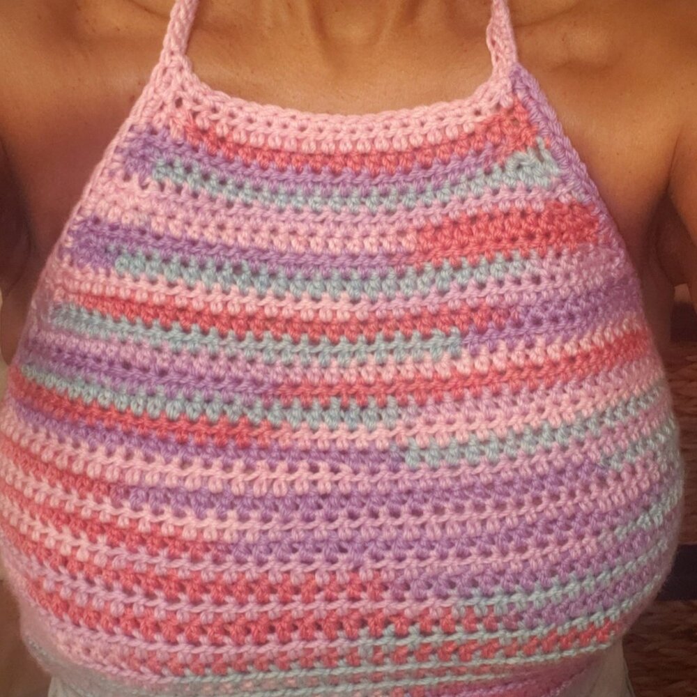 Hand Crocheted Pastel Confetti Halter Top